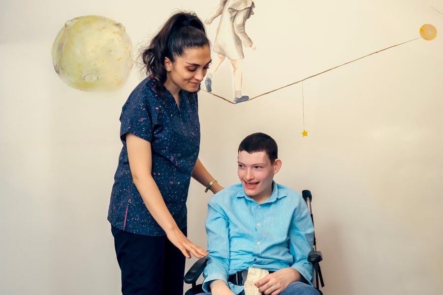 Person in a calm, comfortable care environment